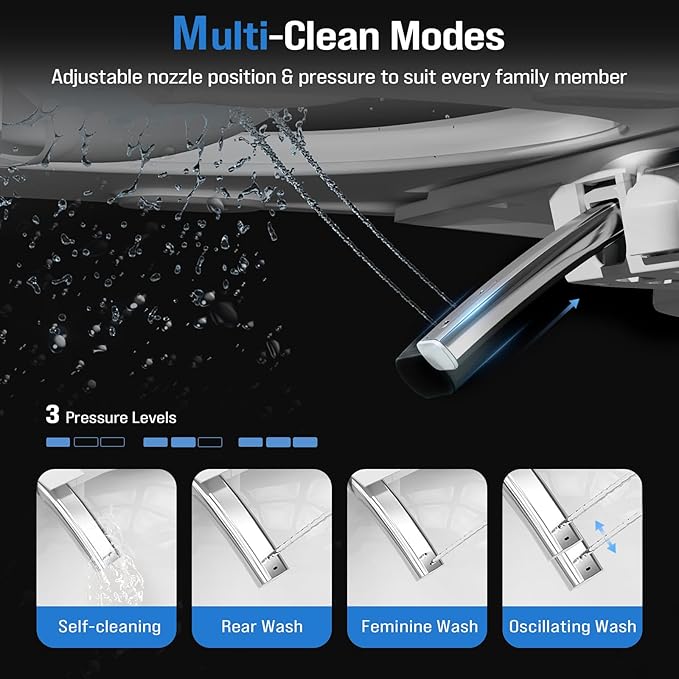 Smart Toilet with Bidet Built-In, Tankless Powerful Dual Flush, Auto Open/Close & Auto Flush, Elongated Heated Seat, Instant Warm Water & Dryer, LED Night Light & Temp Display