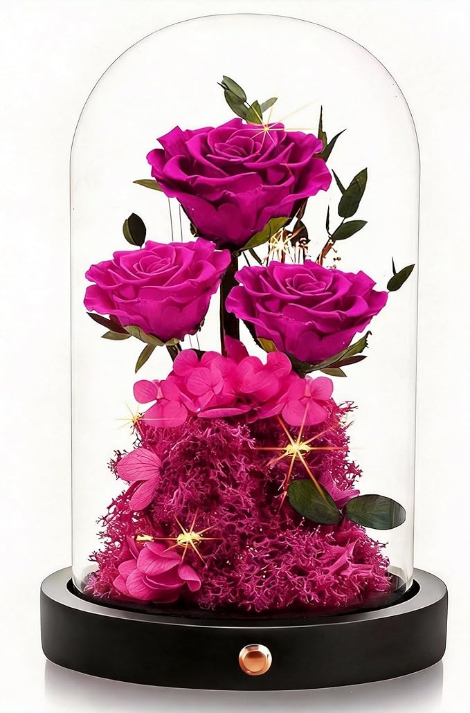 Agrul Mothers Day Flowers Roses Gifts for Mom,Forever Preserved Flower Rose in Glass Dome Fresh Flowers for Delivery Mothers Day Roses Gifts for Wife Women Mom Grandma from Daughter/Rose