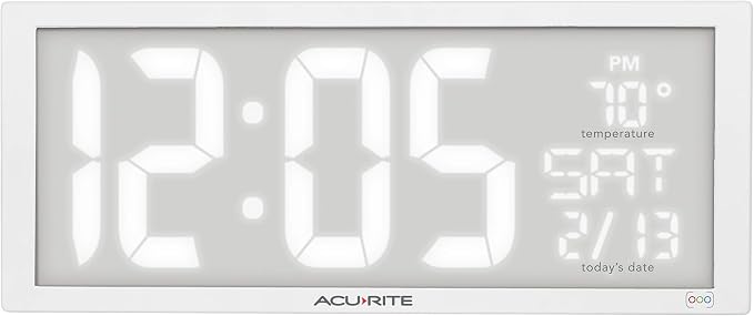AcuRite 14.5" Oversized, Multicolor LED Clock with Indoor Temperature, Day of The Week, and Date (75160M) (Pack of 4)