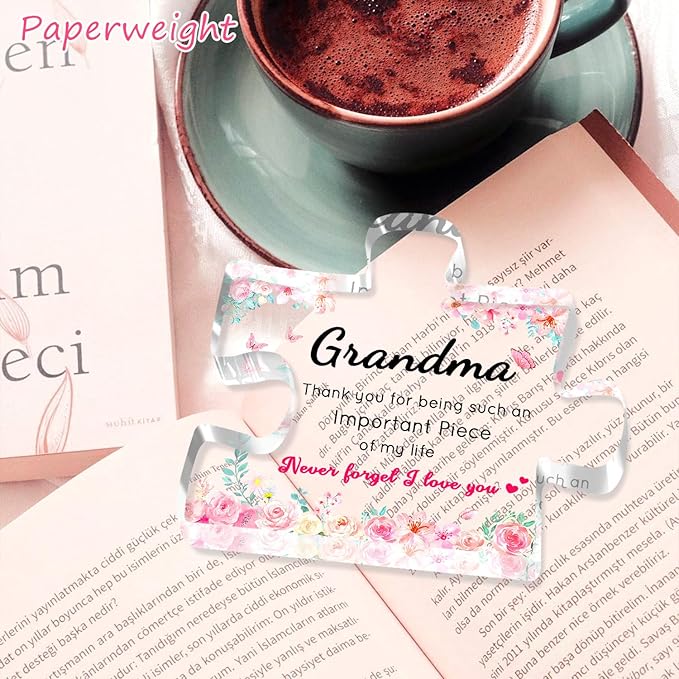 Mothers Day Gifts for Grandma, Grandma Mothers Day Gift Ideas - Engraved Acrylic Puzzle Plaque, Birthday Gifts for Grandmother from Grandkids, Unique Present Home Decor Keepsake