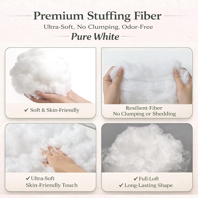 Pillow Stuffing 6lb/ 96oz, Polyfill Stuffing for Stuffed Animals, Couch Cushion Filling, PP Cotton Stuffing New Material Fluffy Fiberfill for DIY Crafting Projects, Crochet, Clouds Home Decor