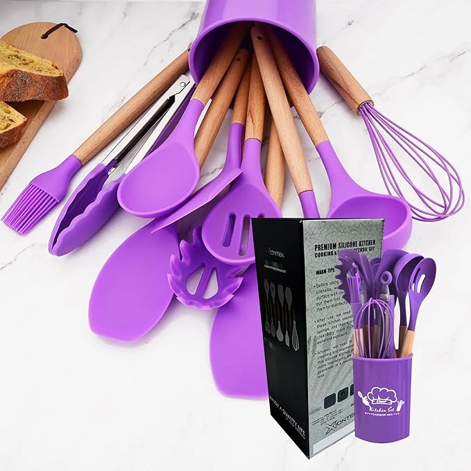 Silicone Kitchen Cooking Utensils Set, 12Pcs, Creative Baking Silicone Shovel Piece Non-Stick Frying Cooking