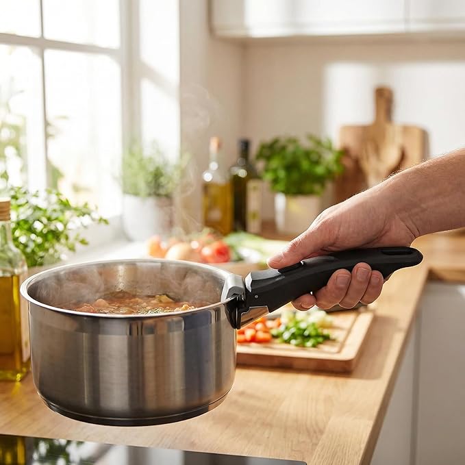 2PCS Removable Pot Handle, Detachable Handle for Pots and Pans, Universal Cookware Handle Replacement, Heat-Resistant Non-Slip Grip, 7.5" Kitchen Pan Handle (Gray & Black)