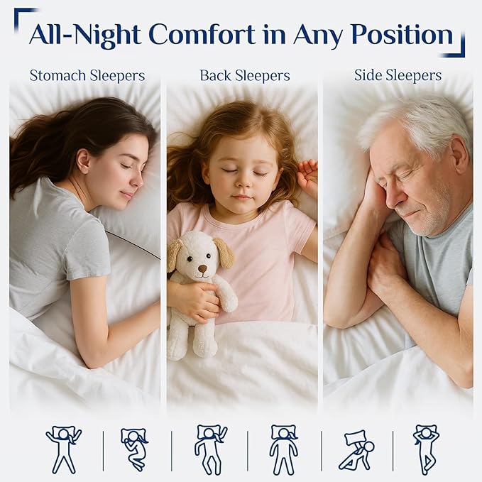 JOLLYVOGUE Pillows Queen Size Set of 4 for Sleeping, Soft and Supportive Bed Pillow with Down Alternative Filling for Side and Back Sleepers, Hotel Collection