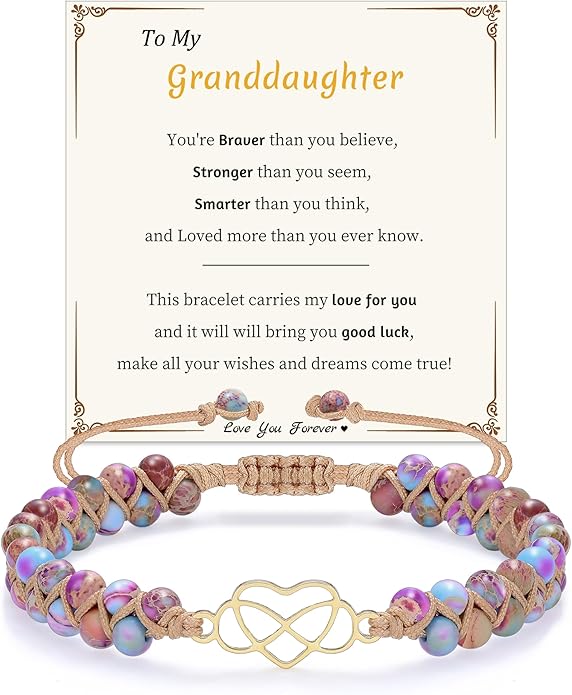 Mothers Day Gifts for Daughter Granddaughter, To My Mom Grandma Wife Girlfriend Sister Jasper Heart Bracelets Birthday Anniversary Christmas Stocking Stuffers Valentines Day Jewelry