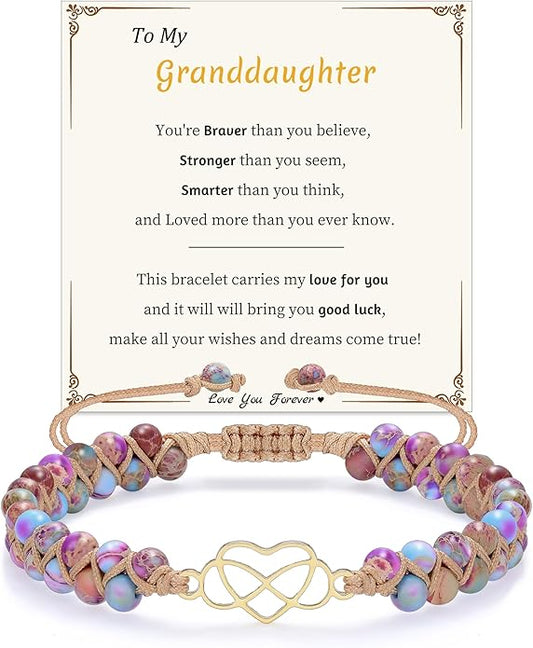 Mothers Day Gifts for Daughter Granddaughter, To My Mom Grandma Wife Girlfriend Sister Jasper Heart Bracelets Birthday Anniversary Christmas Stocking Stuffers Valentines Day Jewelry