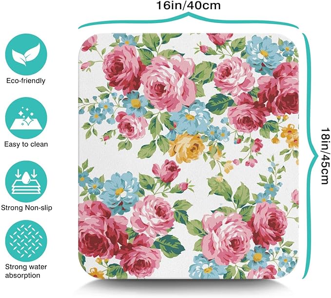 Coffee Bar Mat Accessories for Countertop Absorbent Hide Stain Rubber Backed Dish Drying Mats for Kitchen Counter Draining Pad Decor Gift (18x16in)