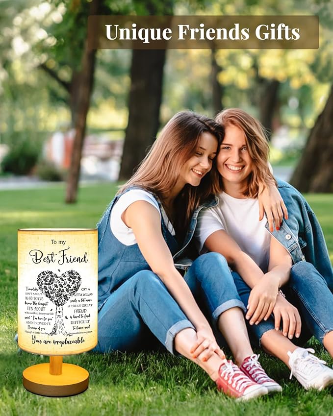 Best Friend Birthday Gifts for Women, to Friend Fabric Table Lamp, Birthday Mothers Day Gifts for Friends, Friendship Gift for Women Bedside Table Lamp Gifts for Bestie BFF