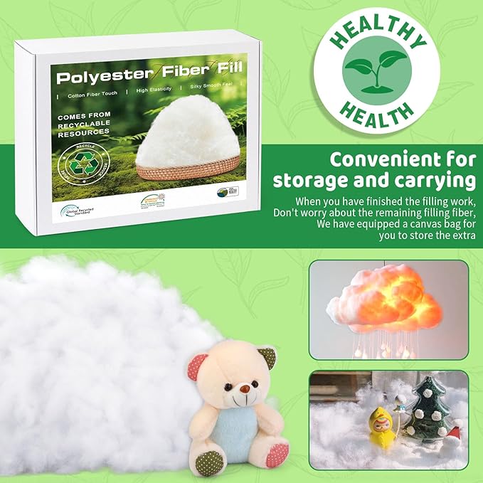 Polyfill Stuffing 4.4LB/2000G, Christmas Decorations Indoor, Artificial Snow White Clouds Cotton for Decoration, Fluffy Snow Blankets for Winter Mantle Village, Nativity