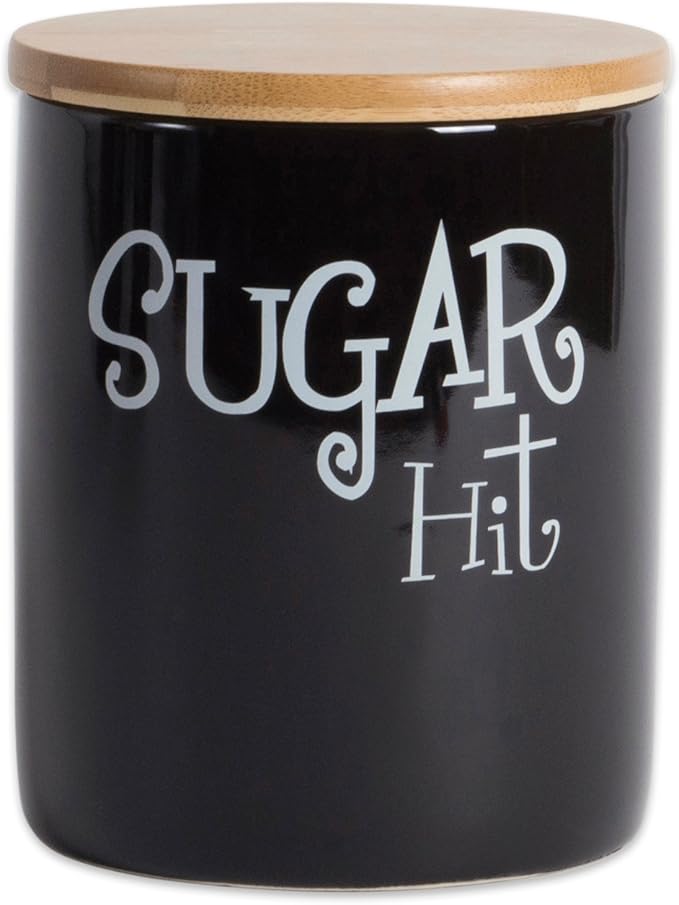 DII Kitchen Accessories Retro Collection, Ceramics, Canister Set, Black, 3 Piece