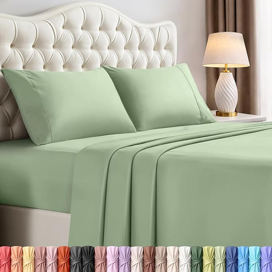 Utopia Bedding Full Size Sheet Set – 4 Piece Bed Sheets, Soft and Breathable Microfiber, Includes 1 Fitted Sheet, 1 Flat Sheet and 2 Pillowcases – Oeko Tex (Sage)