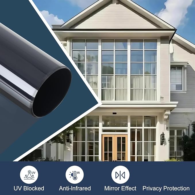 Ceramic WindowTinting Film -SuperiorHeat Rejection, Blocks99% Harmful UV Rays,Reduces Glare, Long-Lasting for Residential& Commercial Use (lceGray 16.5 Inch X 6.56Feet)