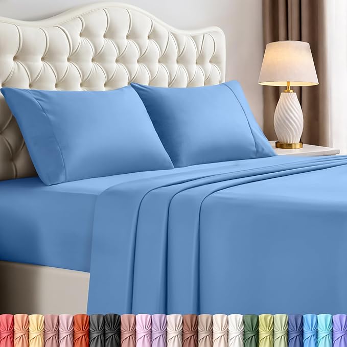 Utopia Bedding Full Size Sheet Set – 4 Piece Bed Sheets, Soft and Breathable Microfiber, Includes 1 Fitted Sheet, 1 Flat Sheet and 2 Pillowcases – Oeko Tex (Dutch Blue)