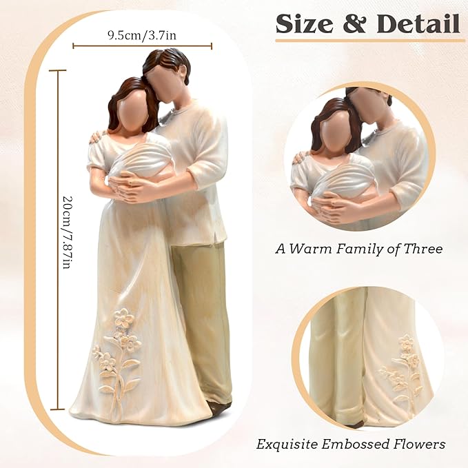 New Mom Gifts for Women - New Parents Gifts for Couples,Gift for First Time Mom Dad,A Family of Three Hand-Painted Figurines for Mothers Day Christmas & Thanksgiving