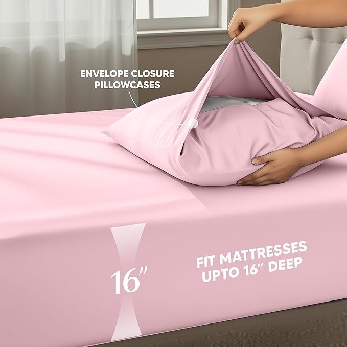 Utopia Bedding California King Size Sheet Set – 4 Piece Bed Sheets, Soft and Breathable Microfiber, Includes 1 Fitted Sheet, 1 Flat Sheet and 2 Pillowcases – Oeko Tex (Crystal Pink)