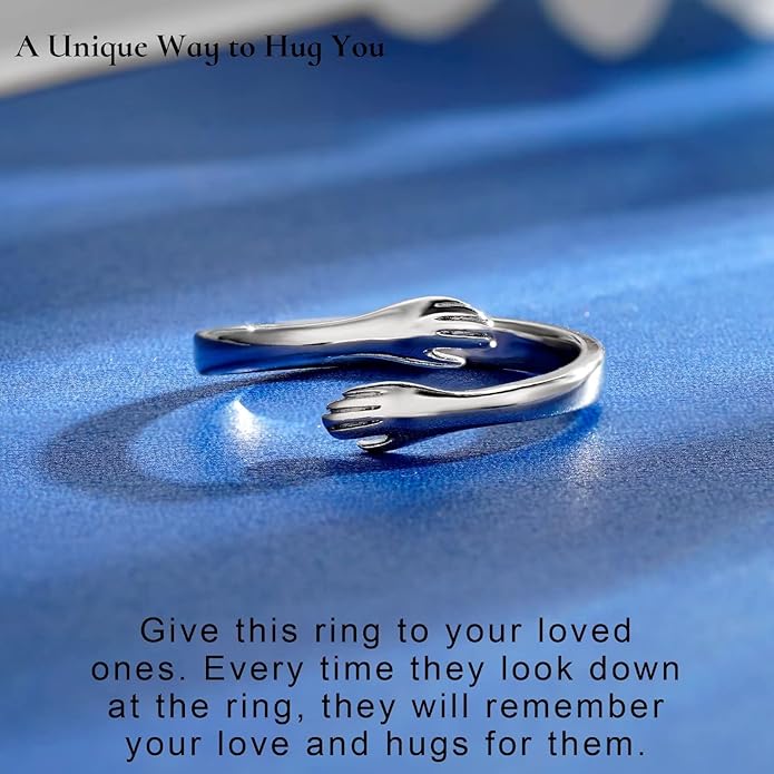 Yesteel Mothers Day Gifts - S925 Sterling Silver Hug Ring for Women Teen Girls, Adjustable Ring Jewelry Mothers Day Birthday Gifts for Daughters Mom Sister Wife Friends Grandma