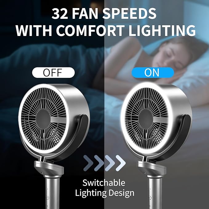 Winado Air Circulator Pedestal Fan, 32-Speed Standing Fan with Remote, 120° Oscillating Standing Fan for Whole Room, 39-46'' Adjustable Height, 12H Timer, DC Motor, Quiet Fan for Bedroom