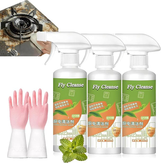 Spray, 2026 New Electrolyzed Ion Kitchen Cleaner Spray, Natural Enzyme Formula Liquid Cleaner for Kitchen Oven Stove Microwave, 300ml (3pcs)