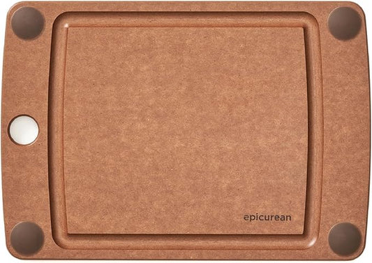Epicurean All-In-One Cutting Board with Non-Slip Feet and Juice Groove - Non-toxic, Dishwasher Safe, Made in the USA, 10" x 7", Nutmeg