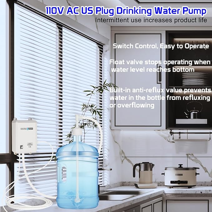 Water Dispenser Pump System for 5 Gallon Bottle,Drinking Water Dispensing Single Inlet Quiet for Refrigerator Home,110V Electric Jug Water Pump for Kitchen Ice Coffee Tea Maker