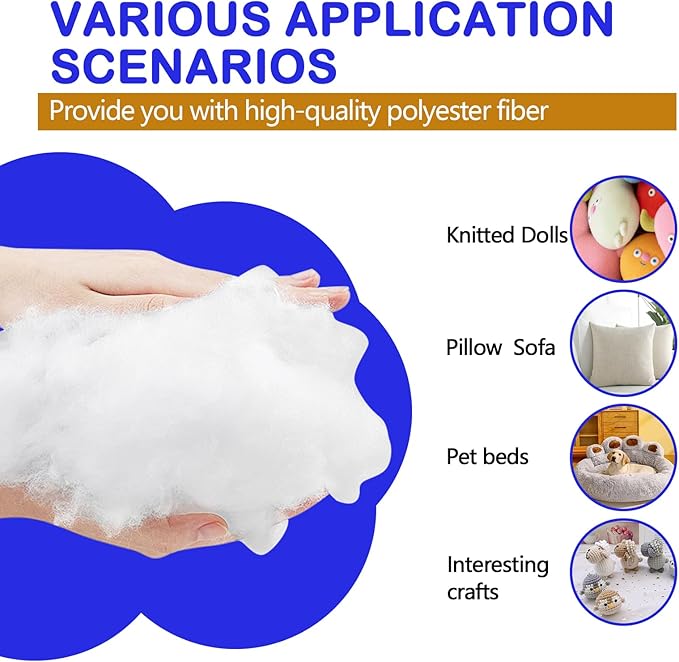 150g/5.29oz Polyfill Stuffing for Stuffed Animals,Toys, Cloud Decorations, and More Crafts - Hypoallergenic Soft Pillow Filling Stuffing, High Resilience Fill Fiber, Machine Washable, Natural White