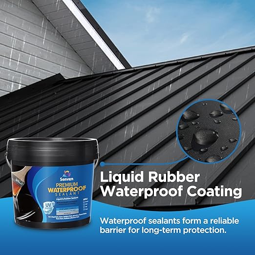Waterproof Sealant Black Waterproof Coating 1 Gallon Leak Repair Coating for Flat, Metal, Roofs, Foundations, Gutters, Indoor & Outdoor Walls, Bathroom, Kitchen, Garden Leak Liquid Sealant