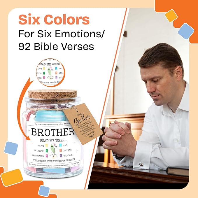 NewEleven Gifts For Brother - Brother Birthday Gifts, Christian Gift For Little, Adult Bro, Sibling - Meaningful Gift For Brothers From Sister, Family - Bible Verse Jar