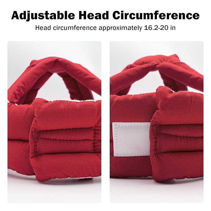 Baby Head Protector Baby Helmet for Crawling Walking, No Bumps Safety Head Adjustable Protective Cap for Walking, Playing (Red)