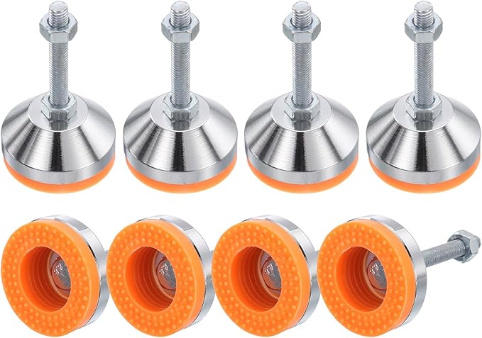uxcell 8 Pack Adjustable Heavy Duty Leveling Feet, 50mm/2" Dia Base M8 x 50mm Thread Anti-Slip Shock-Absorbing Furniture Leveler Legs for Workbench, Machine, Cabinet