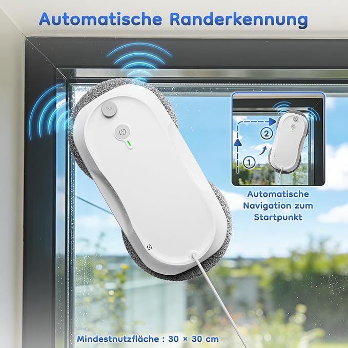 2026 Updated X2 Window Cleaning Robot - Enhanced Battery, Max 3200Pa, Path Planning, Anti-Slipping, Edge Detection, Window Cleaner Robot for High-Rise Windows, White (2 pairs of nozzles, 10 cloths)
