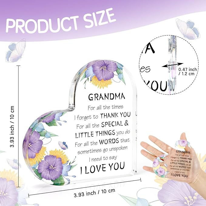 Mother's Day Gifts for Grandma, Grandma Birthday Gifts Mothers Day Gift Ideas, Presents for Grandma, Thanksgiving Christmas Gifts for Grandma Granny Nana Acrylic Desk Decor