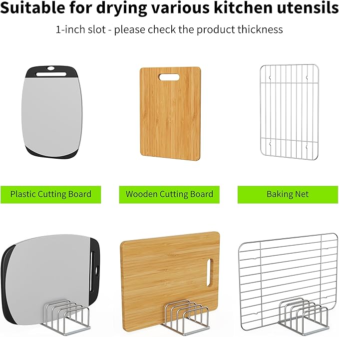 Cutting Board Organizer, 304 Stainless Steel Chopping Board Holder & Pot Pan Lid Rack, Kitchen Shelf Organizer for Bakeware, Cookie Sheets & Trays