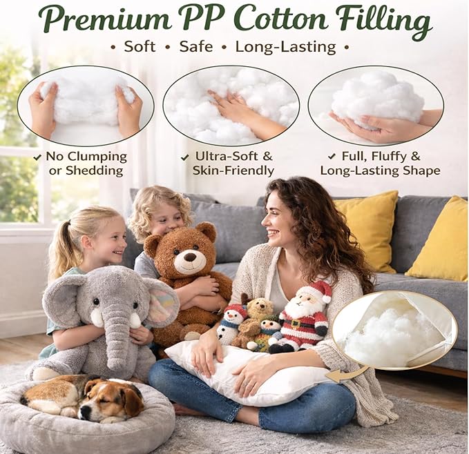 Pillow Stuffing 6lb/ 96oz, Polyfill Stuffing for Stuffed Animals, Couch Cushion Filling, PP Cotton Stuffing New Material Fluffy Fiberfill for DIY Crafting Projects, Crochet, Clouds Home Decor
