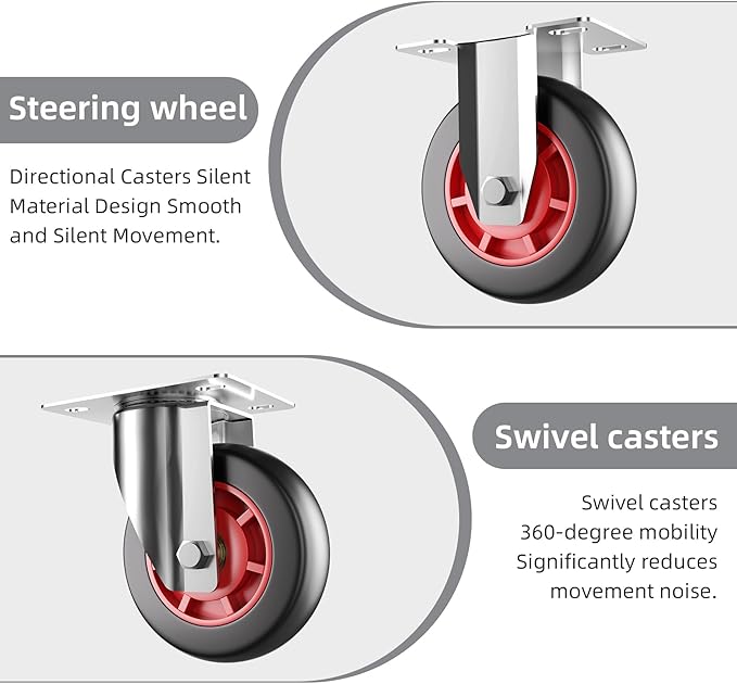 Upgraded Foldable Push Cart Dolly,560 lbs. Capacity Moving Platform Hand Truck,Heavy Duty Space Saving Collapsible,4‘’ TPR 360-Degree Silent Wheels,2 Swivel Wheels and 2 Fixed Wheels(Red Wheel)