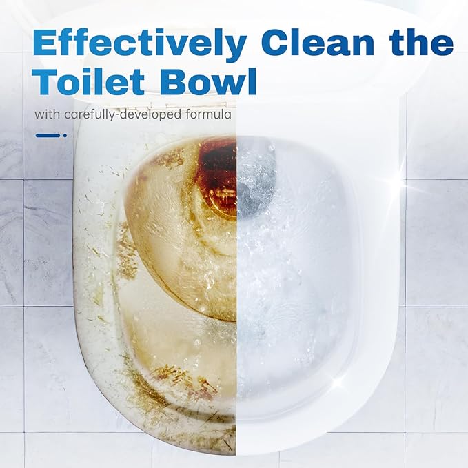 Vacplus Toilet Bowl Cleaner Tablets 12 PACK, Automatic Toilet Bowl Cleaners with Bleach for Deodorizing and Descaling, Bathroom Cleaner Against Tough Stains
