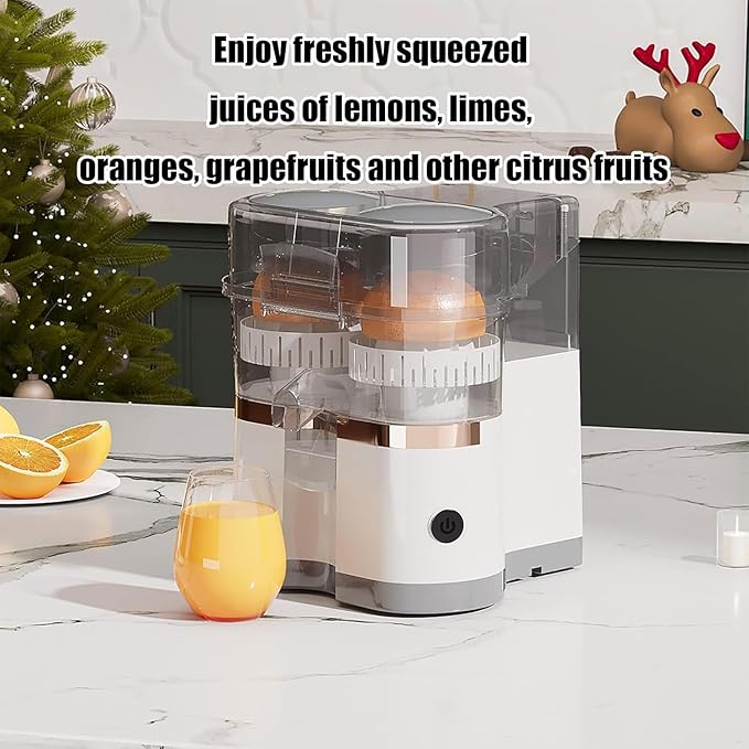 Twin Citrus Juicer, 500ML Dual-Head Electric Citrus Juice Maker with Built-In Slicer, Removable Cones and Strainer for Orange, Lemon, Lime, Grapefruit
