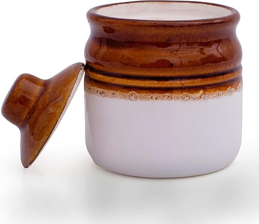 Decorative Ceramic Jar With Lid For Kitchen Pantry Countertop Home Dining Table Accessories Condiment Pickle Spice Coffee Tea Caddy Sugar Salt Herbs Food Storage Canister Holder Hand Painted