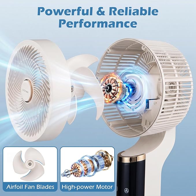 COSTWAY Pedestal Fan for Bedroom, Compact Oscillating Standing Fan with 70° Oscillation, 90° Tilt, 3 Adjustable Heights, 8 Speeds, 12H Timer & Remote, Quiet Table Fan for Home Office (White)
