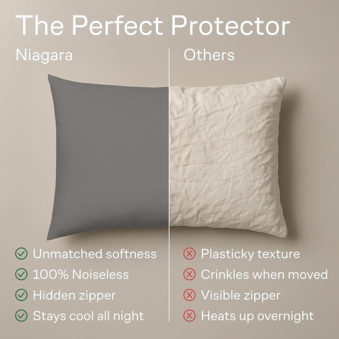 Ultra Soft Pillow Protectors with Zipper Standard Size - Set of 4 Breathable Pillow Covers - 100% Protection Against Stains, Dust & Dirt - Machine Washable (Gray)
