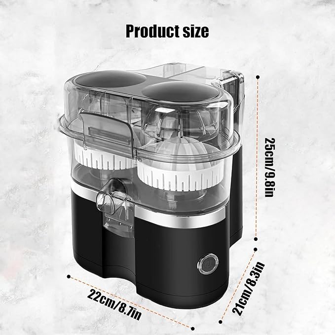 Dual-Head Electric Citrus Juicer, 400Ml Twin Citrus Juice Maker with Built-in Safe Fruit Cutters, 8-Blade Pulp Slot, Max Speed 18000 RPM,