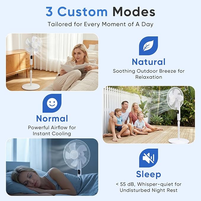 NEWBULIG 17" Pedestal Fans with Remote, Oscillating Standing Fan with 3 Speed & 3 Model, Quiet Timer Stand Up Fan for Indoor, Bedroom, Living Room, Adjustable Height & Tilt Head, Easy Assembly