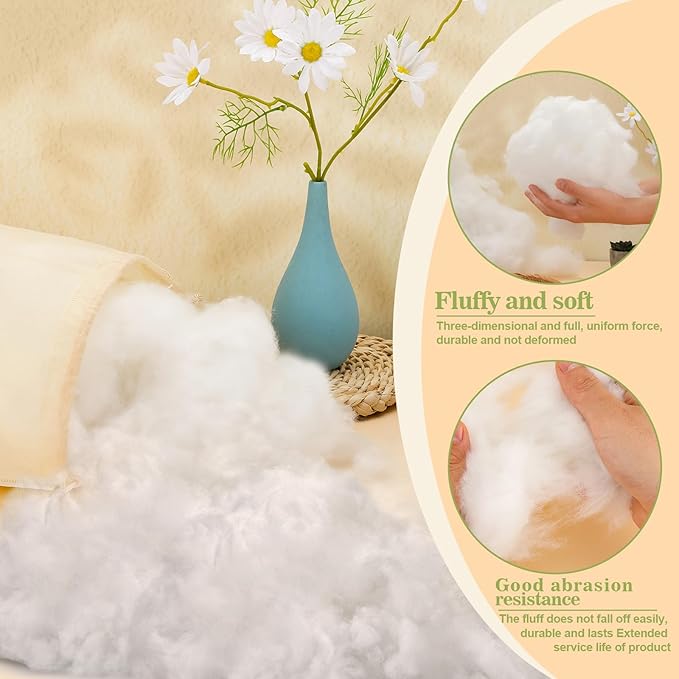 3.3 LB/1500G Pillow Stuffing, Premium Polyfill Stuffing Polyester Fiberfill Stuffing for Stuffed Animals, GRS Certified Cushion Filler for Sofa, Poly Filling Stuffing with Bag