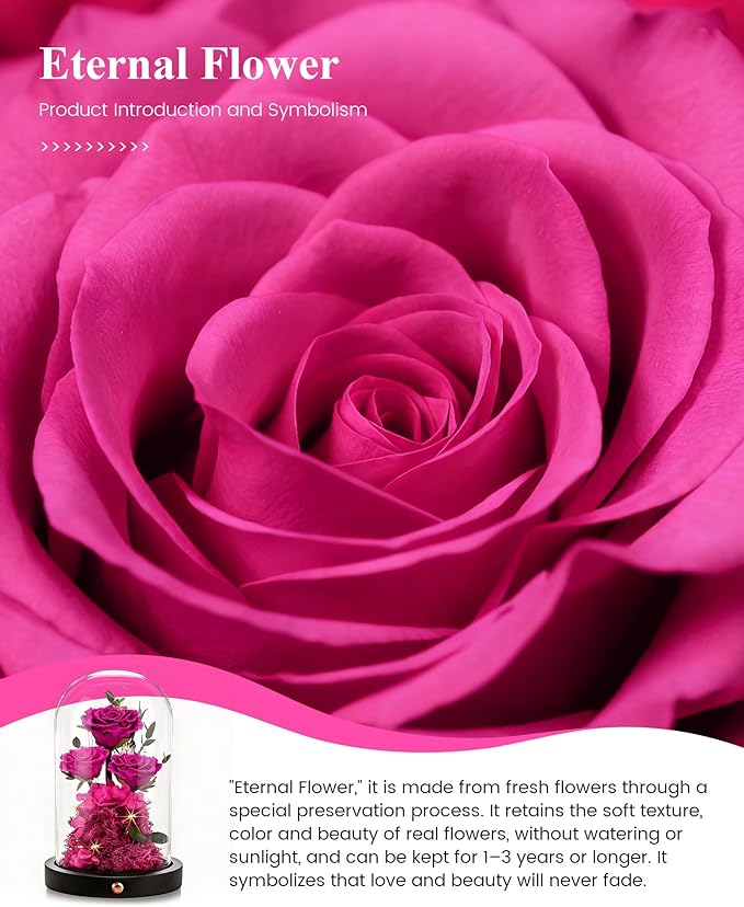 Agrul Mothers Day Flowers Roses Gifts for Mom,Forever Preserved Flower Rose in Glass Dome Fresh Flowers for Delivery Mothers Day Roses Gifts for Wife Women Mom Grandma from Daughter/Rose