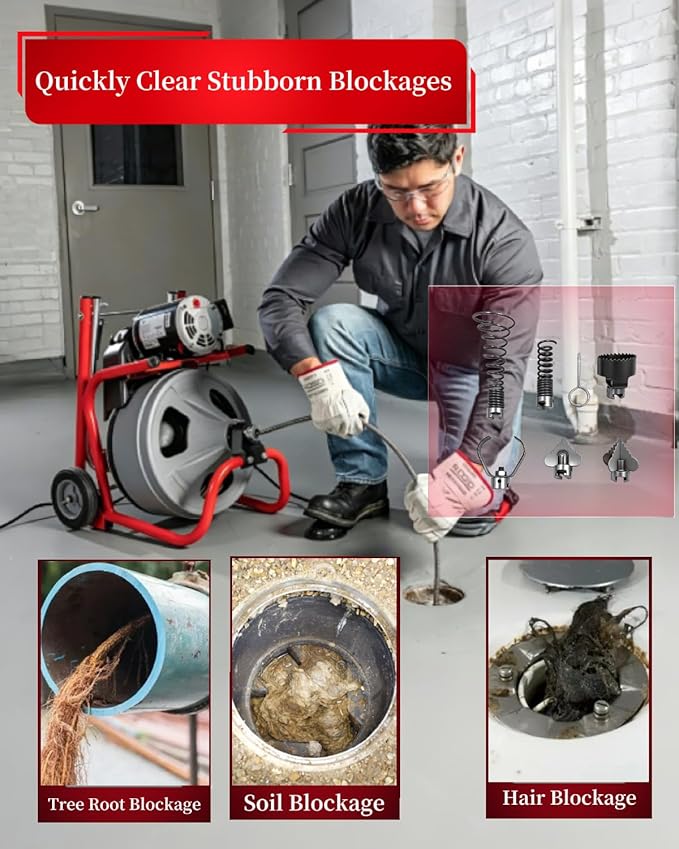 Drain Snake Drill Attachment, Drain Auger Cutter Kit, Fit for RIDGID K-60SP K-60SE K-750 Drain Cleaning Machine, for 5/8" to 7/8" Drain Snake Cable