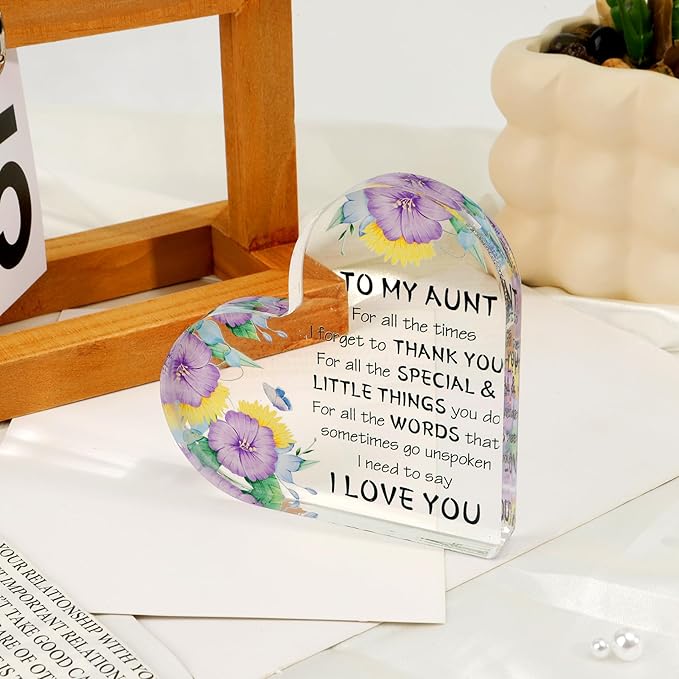 Aunt Gifts, Mothers Day Gift for Aunt from Nephew Niece, Birthday Christmas Gifts for Aunts Thanksgiving Gift Acrylic Desk Decorations