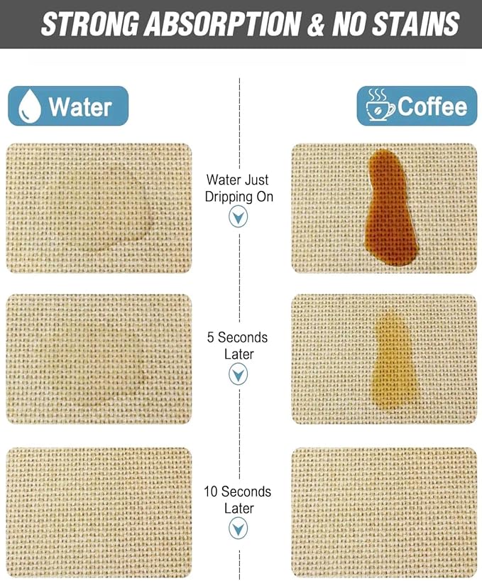 Coffee Mat 12"x19" Coffee Bar Mat Rubber Backed Bar Accessories Super Absorbent Dish Drying Mats for Kitchen Counter, Fit Under Coffee Maker Espresso Machine Dish Rack (Cream)