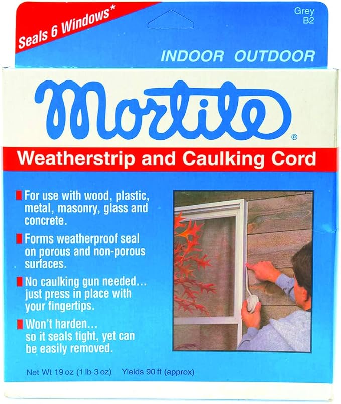 Frost King B2 Mortite Fingertip Caulking Cord,1/8" x 90 ft,Grey,(Pack of 12)