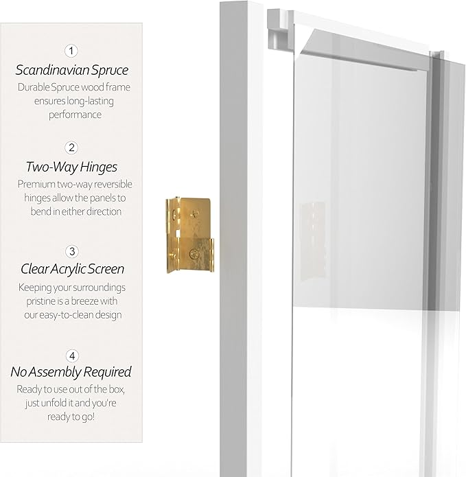 Red Lantern 6 ft. Tall Clear Plastic Partition White 6 Panel