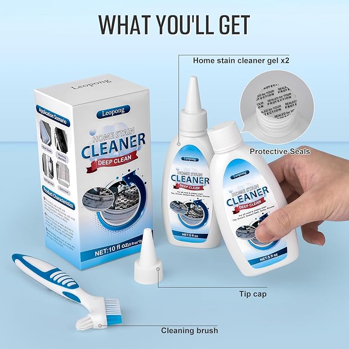 Leopong Home Cleaner Gel, Cleaner for Washing Machine, Refrigerator Strips, Household Shower, Kitchen Sinks, Walls, Tiles, Bathrooms- 20 fl oz