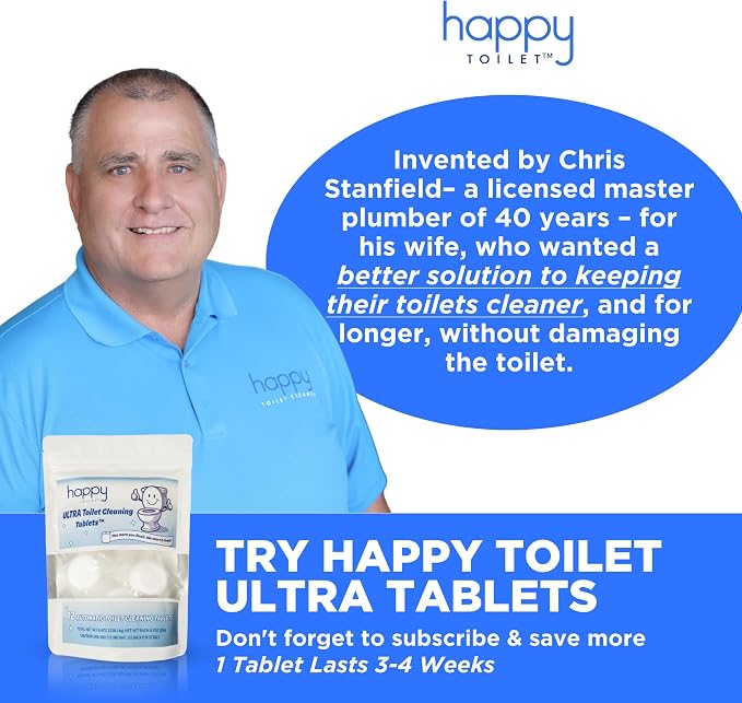 Happy Toilet Cleaner Deuce - Compatible w/Kohler Toilets & Canister Flushing Systems, Automatic Toilet Bowl Cleaner Toilet Tablet Holder Toilet Cleaning System for Auto Filter Self Cleaning Flush 2PK